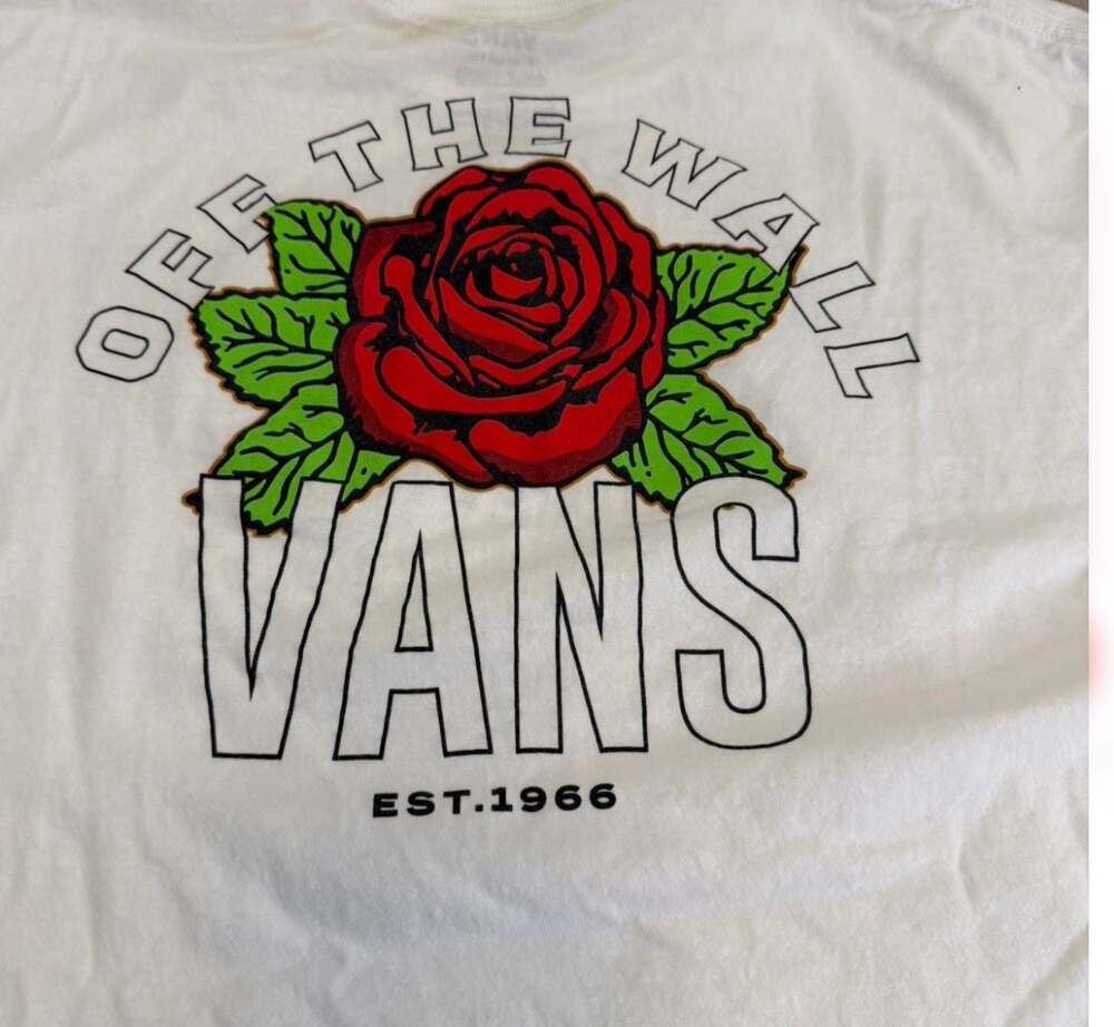 Vintage Vans Off The Wall Rose Graphic Classic Fit White T-Shirt